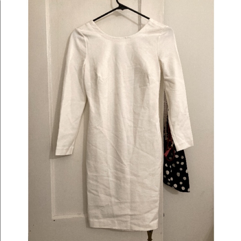 Banana Republic White Long Sleeve Sheath Dress